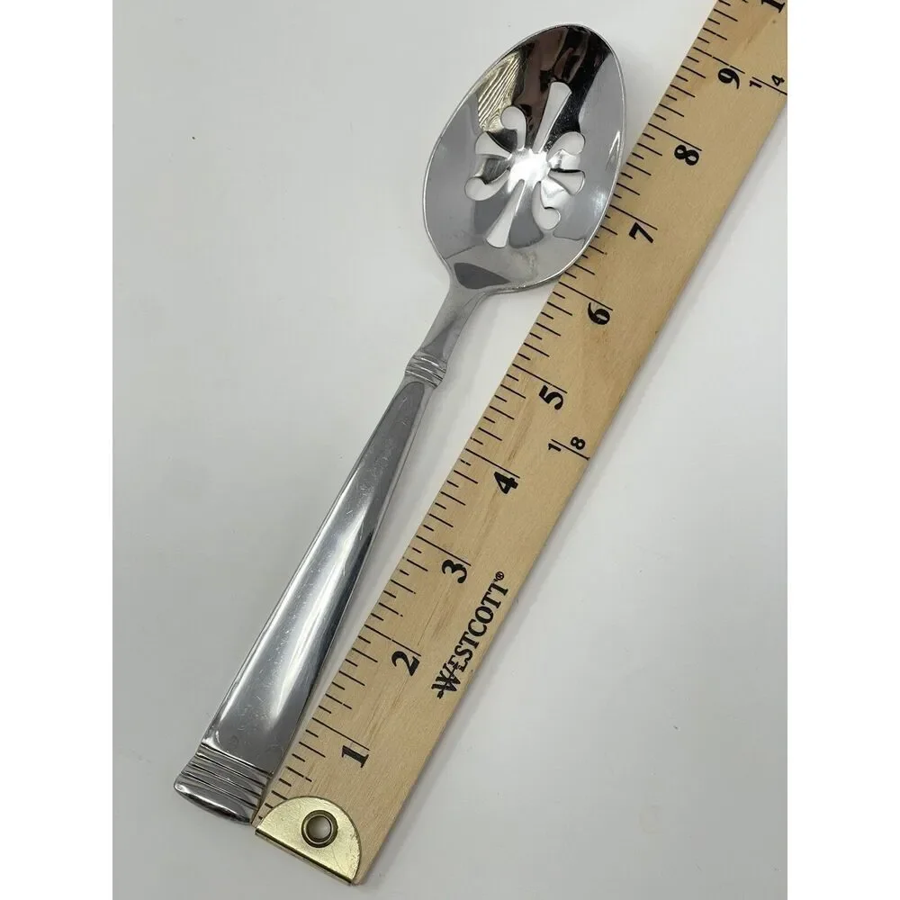 Wallace NAPOLI Glossy Serving Slotted Spoons 8 7/8” Stainless Flatware Set Of 2